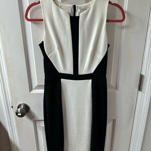 White House Black Market Black and White Midi Dress